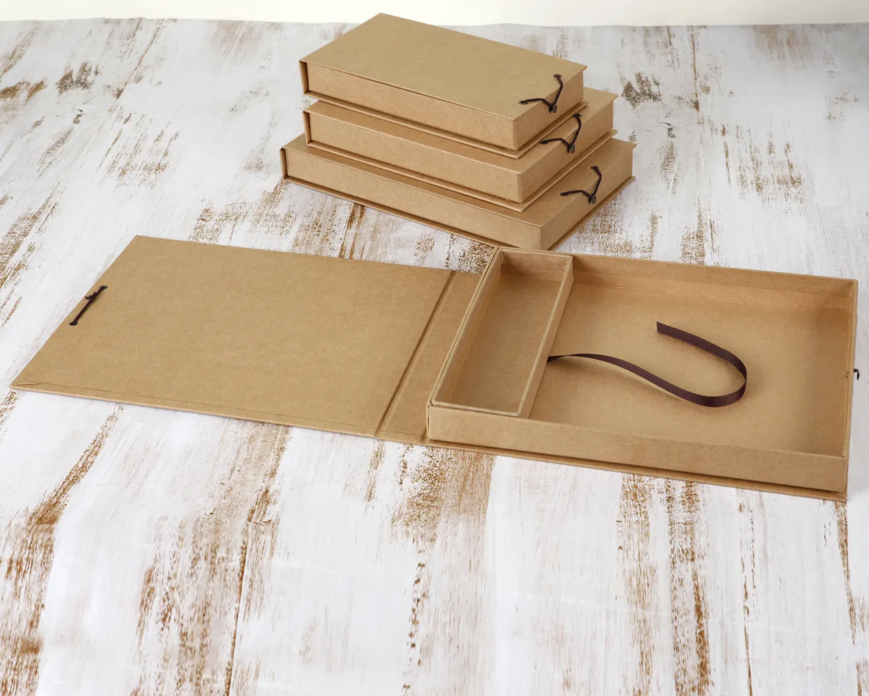 Caja kraft para fotos, con apartado